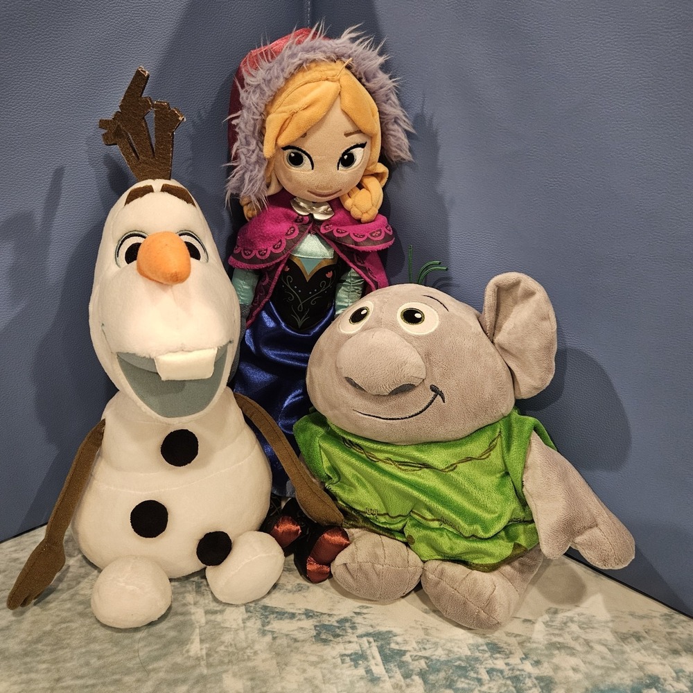 Disney Frozen Plush Bundle Anna Olaf Grand Pabbie Troll 3pc Set